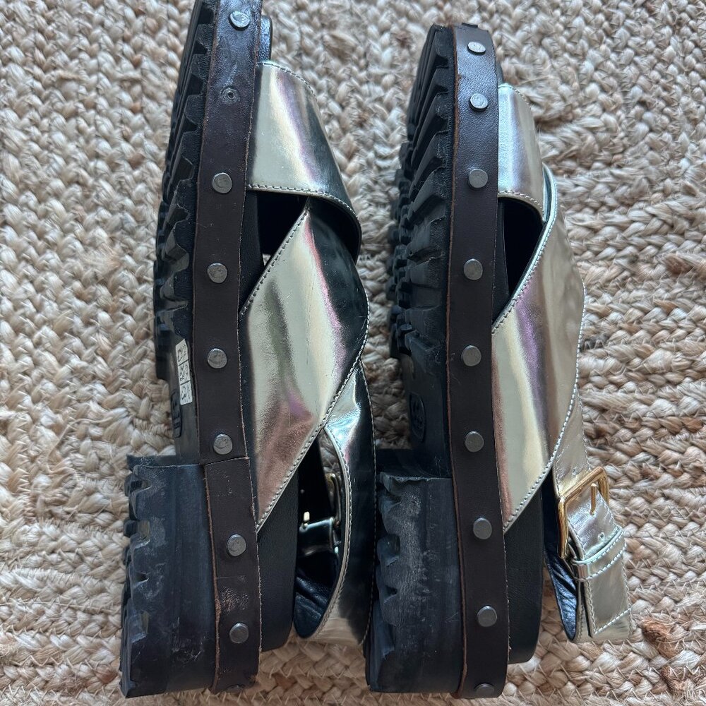 Marni Fussbett Sandals silver Leather – Size 39 / US 9 – Excellent Condition ✨ - Picture 3 of 11